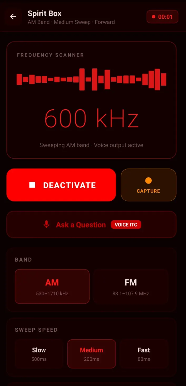 ECHOVOX Spirit Box — Frequency Sweep screenshot